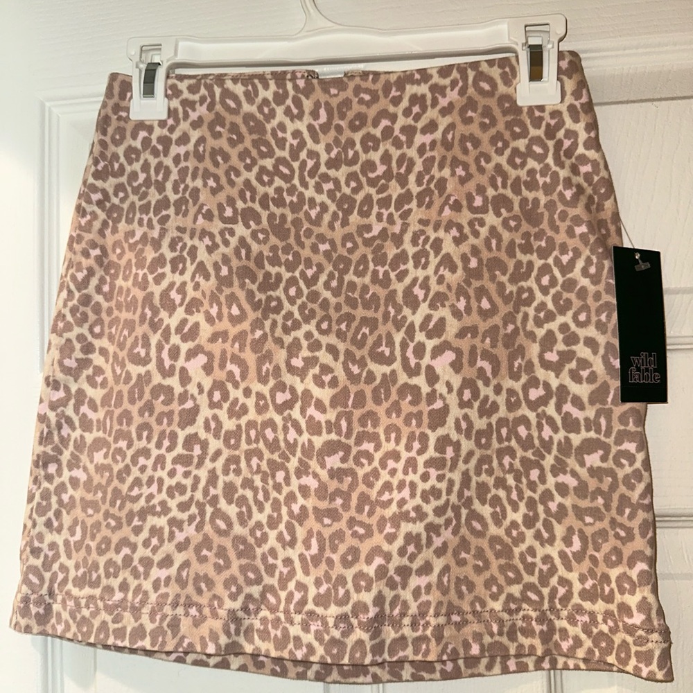 NWT Wild Fable Leopard Print Mini Skirt - Tan, Brown, and Pink
